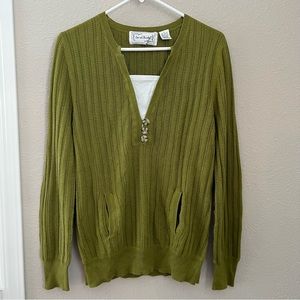 Sarah Bentley Vintage Green Sweater Size Large